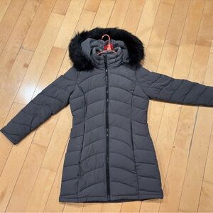 Calvin Klein Charcoal Puffer Jacket with Black Fur Hood